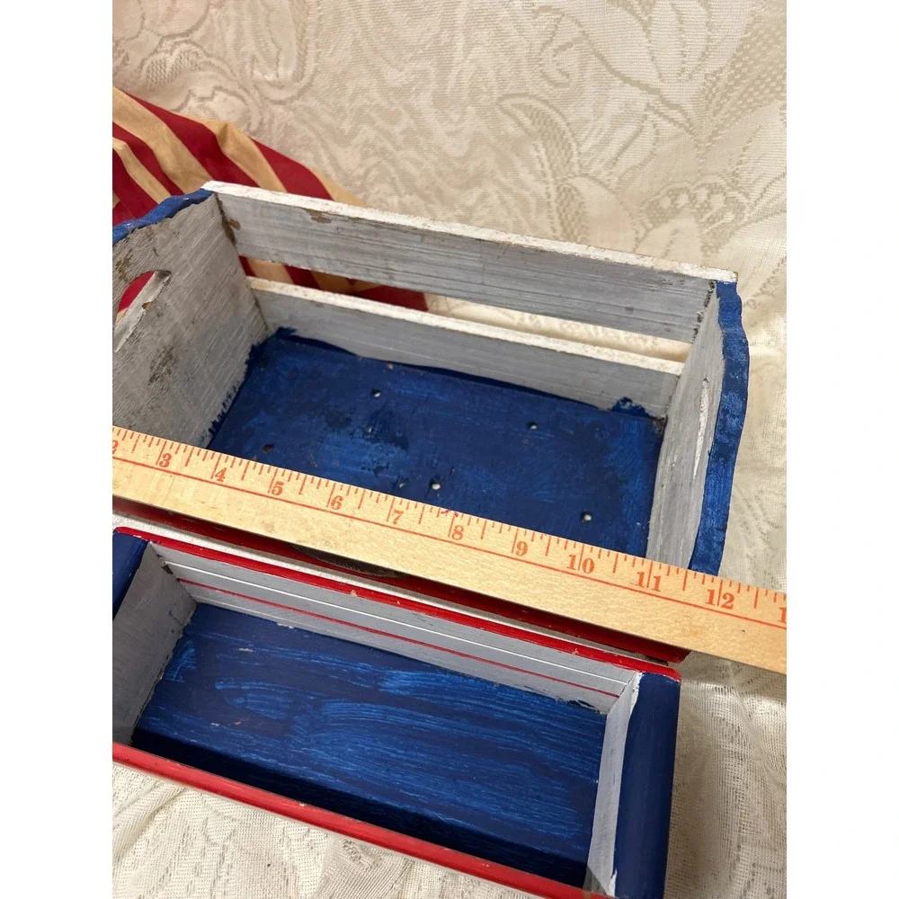 Patriotic Folk Art Hand Painted Small Wooden Crates July 4th‎ Americana Decor